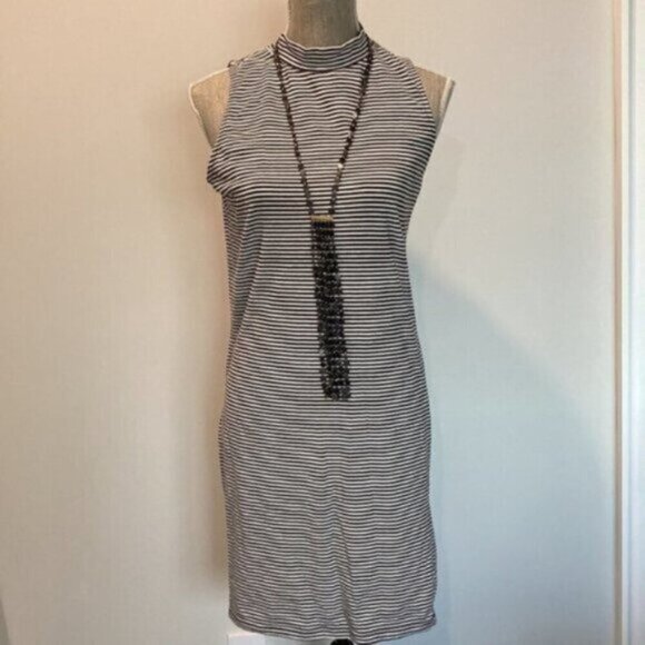 Dynamite Black Striped Sleeveless Dress Size Large​​​​​​​ - Picture 2 of 10